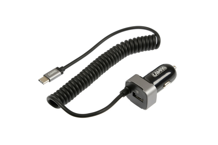 Автомобільний зарядний пристрій LAMP USB Type-C, гніздо прикурювача 12/24V