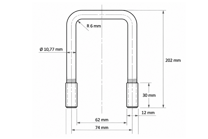 Квадратний затискач DROMET типу C, затискач M12 62×202 мм